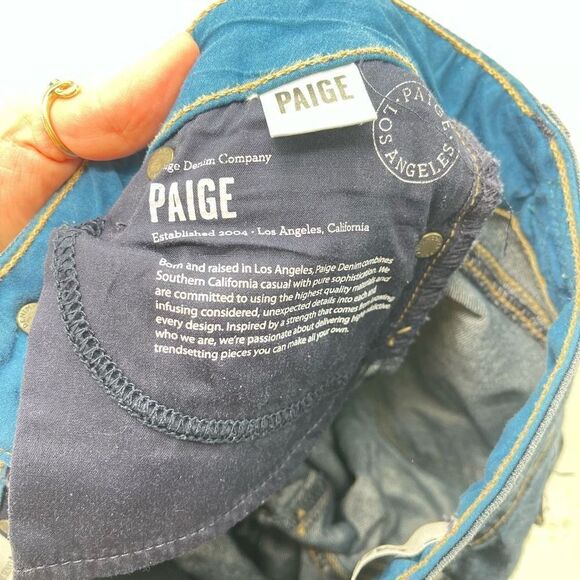 Paige Womens Skyline Skinny Jeans Denim Stretch Mid Rise Dark Wash Blue 24 - Picture 5 of 11